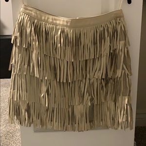 Leather fringe skirt